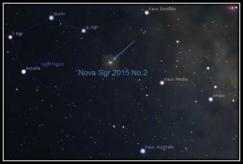 Posisi Nova Sgr 2015 No. 2 di rasi Sagittarius